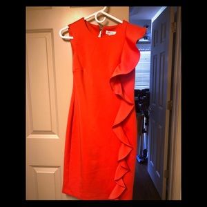 Calvin Klein Hot Pink Ruffle Dress